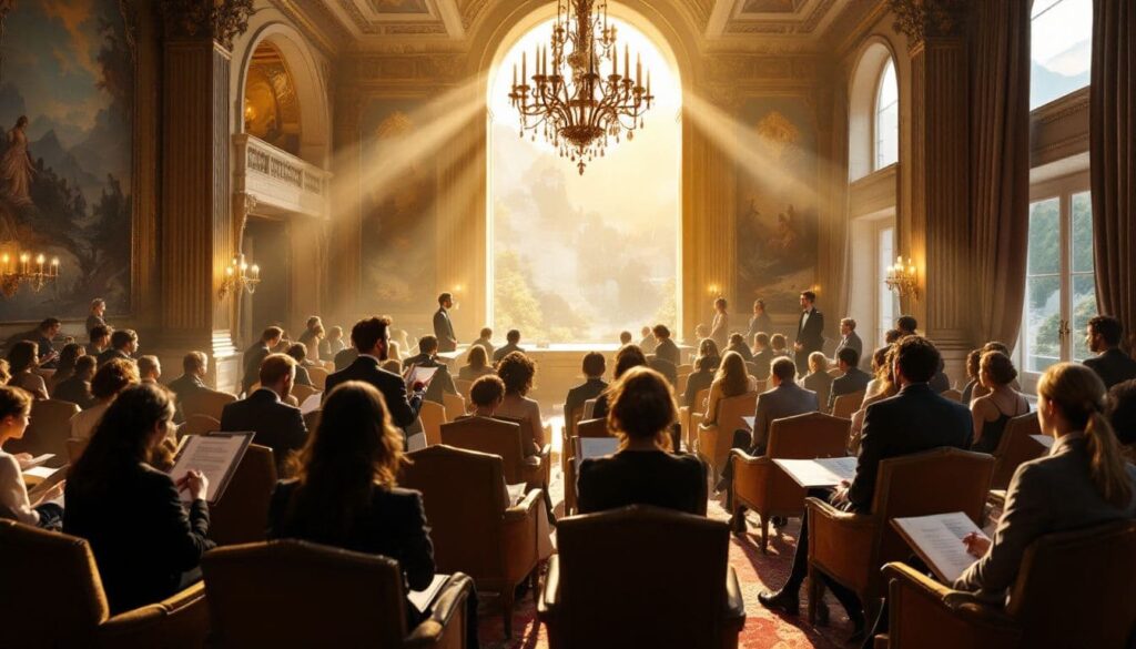 Gastdozenten leiten einen Workshop im Hotel Antonius, während die Teilnehmer aufmerksam zuschauen.